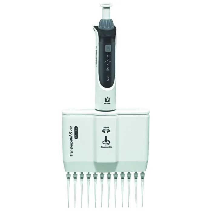 BRANDTECH Transferpette S Adjustable Volume, 12 Channel Pipette, 0.5 - 10 uL