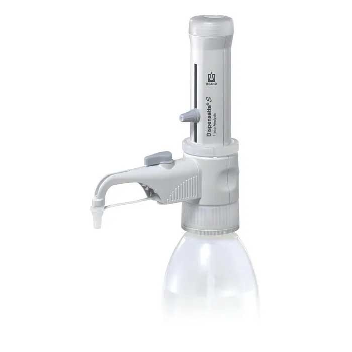 BRANDTECH Dispensette S, Trace Analysis, Pt-lr, Adjustable Volume, Standard Valve, Manual, Bottle Top Dispenser, 1000 - 10000 uL