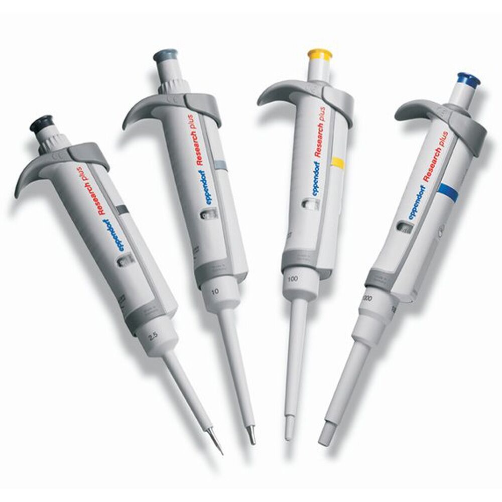 Eppendorf Adjustable volume pipettes, 4-pack, 0.1 - 2.5 uL, 2 - 20 uL yellow, 20 - 200 uL, 100 - 1000 uL, Single Channel