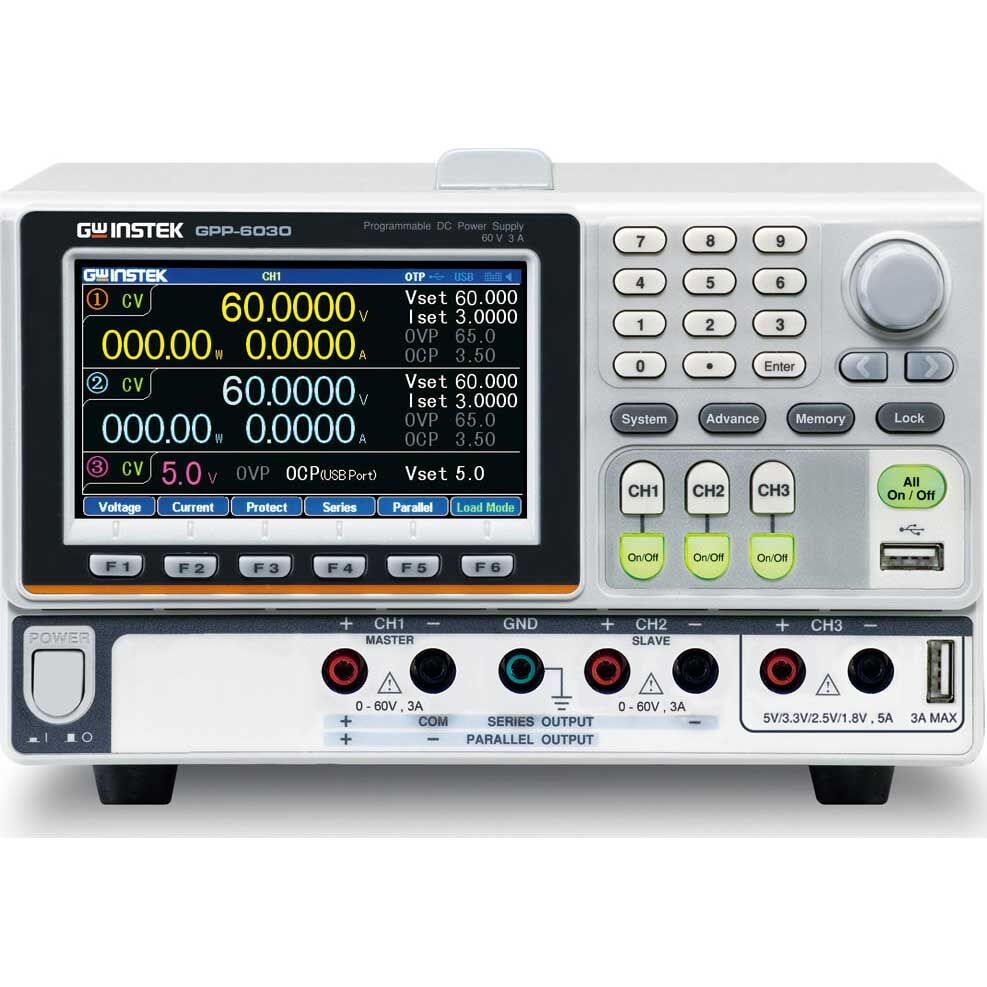 GW Instek GPP-6030 385W Three Channel DC Power Supply, RS-232/USB/LAN