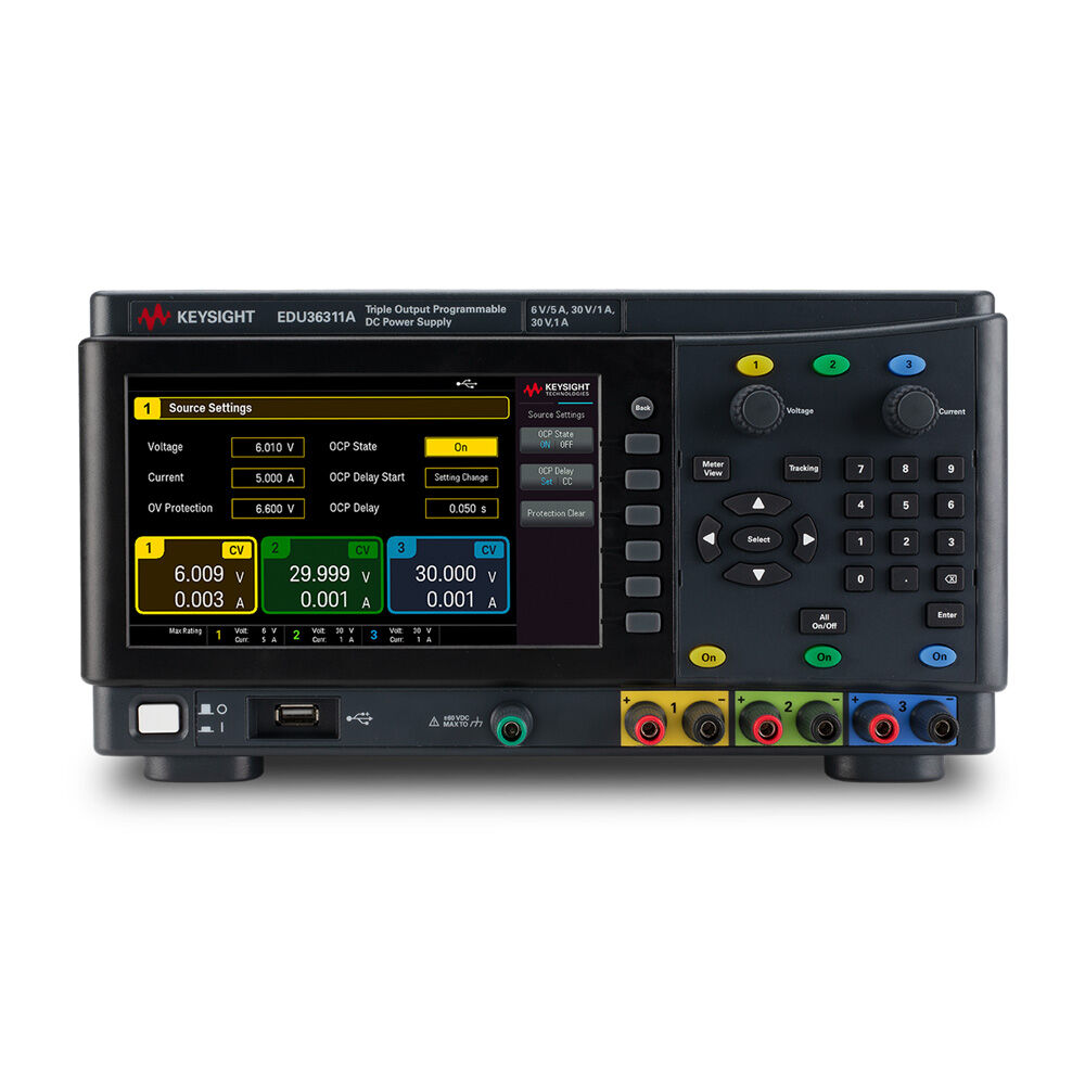 Keysight EDU36311A DC power supply, triple-output, 6V, 5A and 2 x 30 V, 1 A, 90 W