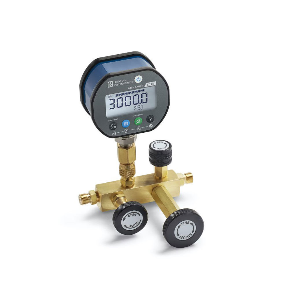 Ralston Instruments QTCM-KIT1-GR QTCM Calibration manifold, 3000 psi LC20 Gauge, hoses and Adapters